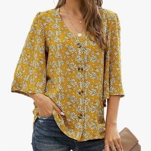 Floral yellow blouse